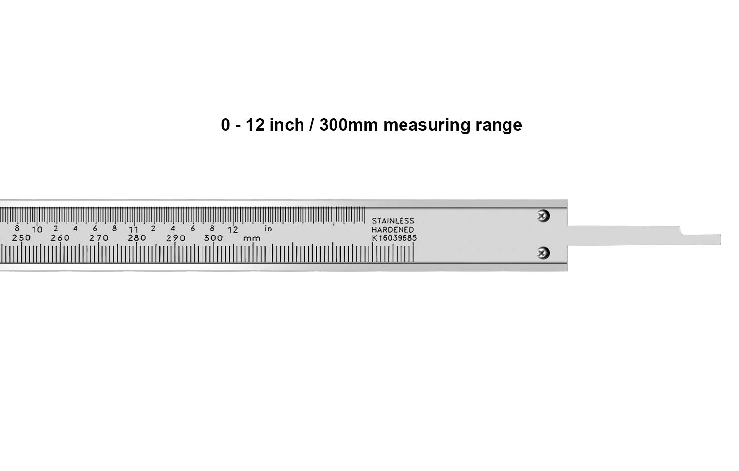 Stainless Steel Vernier Caliper, 0-12 Inch / 300mm, Inch/Metric, 0.001" / 0.02mm Accuracy - Image 3