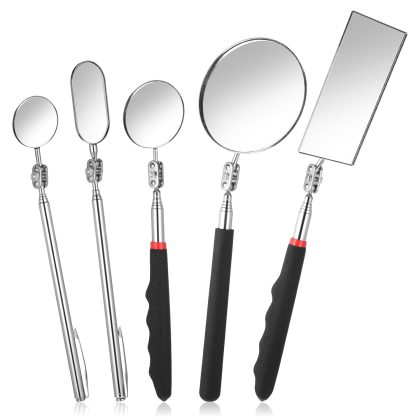 5-Piece Telescoping Inspection Mirror Set, 360° Rotating Stainless Steel Mirrors