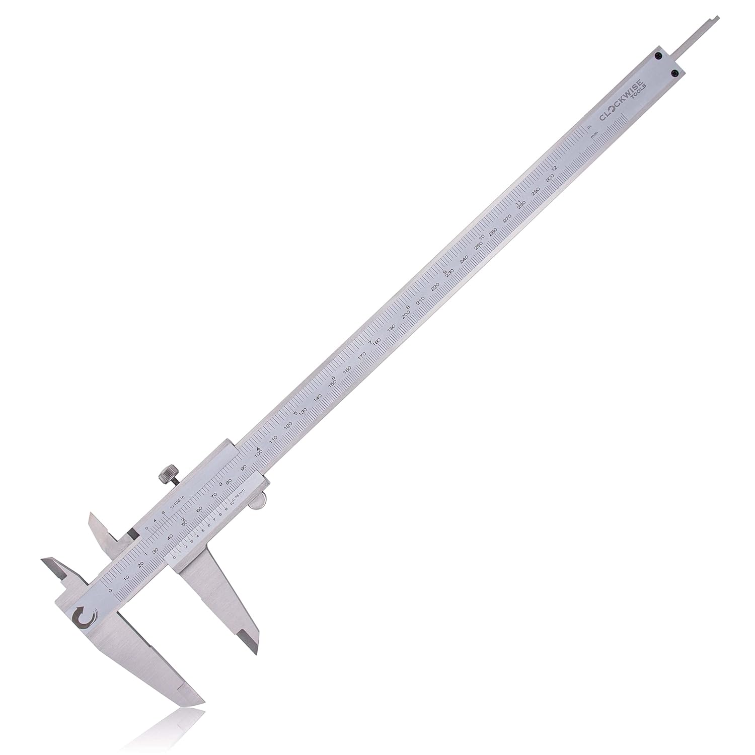 Clockwise Tools Vernier Caliper, 1205 0-12 Inch/300 mm, Inch (Fraction)/Metric, Stainless Steel