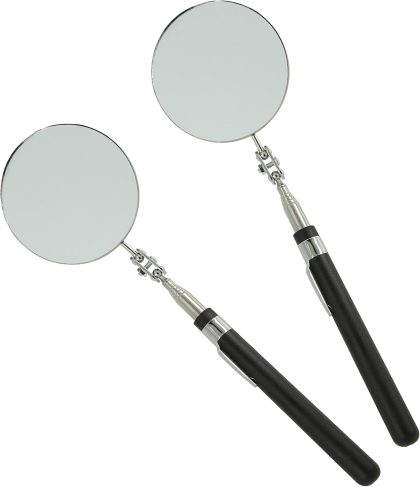 85mm Round Telescopic Inspection Mirror, 2 PCS, for Vehicle & Small Part Checking