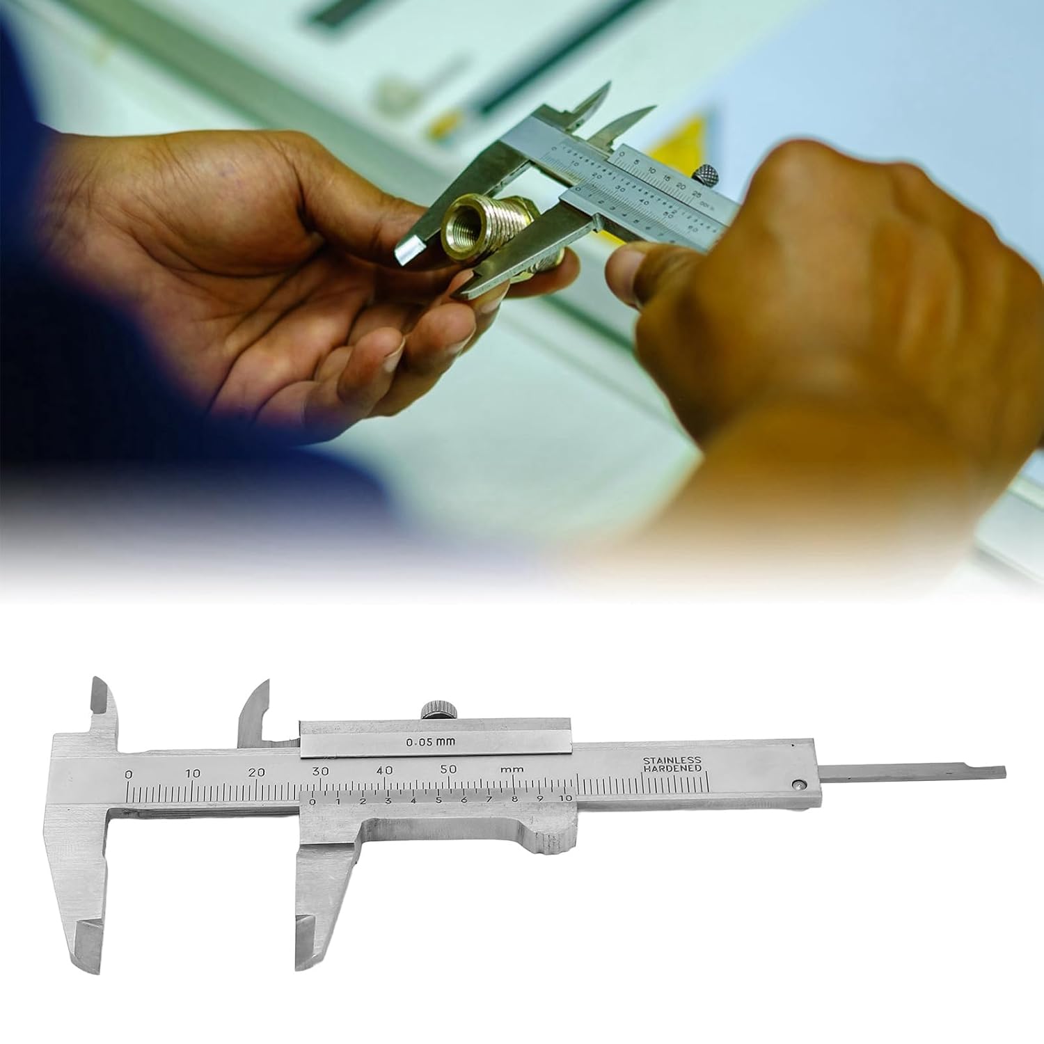 3" Stainless Steel Vernier Caliper, 0-50mm Manual Micrometer with Storage Bag - Image 2