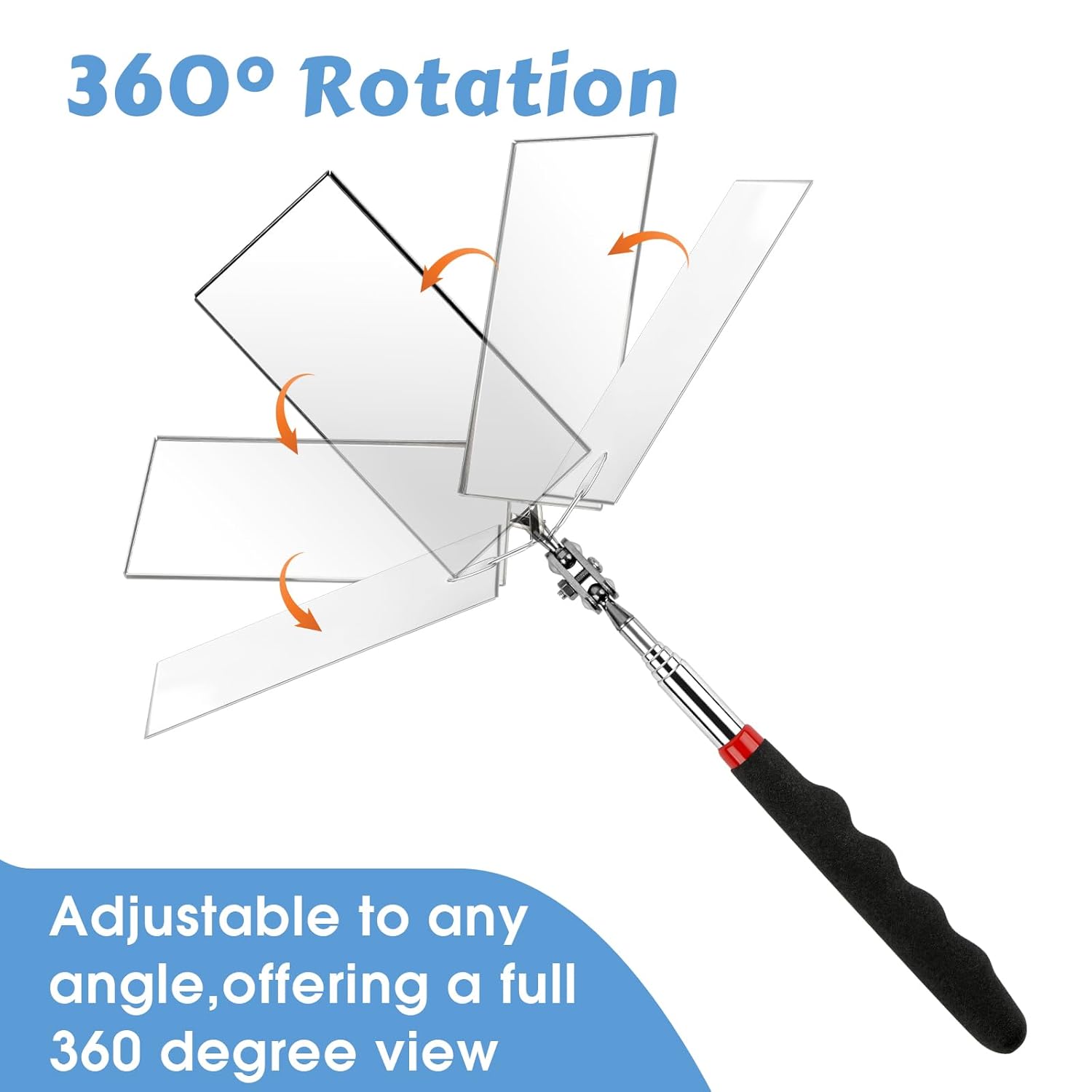 2-Pack Telescoping Inspection Mirror, 360° Swivel, Rectangular & Round Heads - Image 2