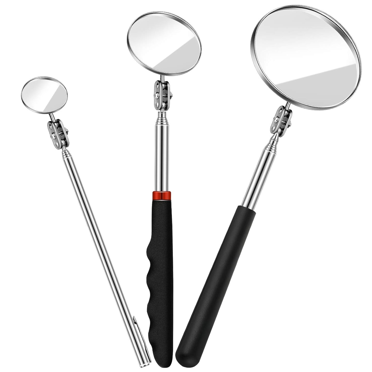 3-Piece Telescoping Inspection Mirror Set, Round, 3 Sizes