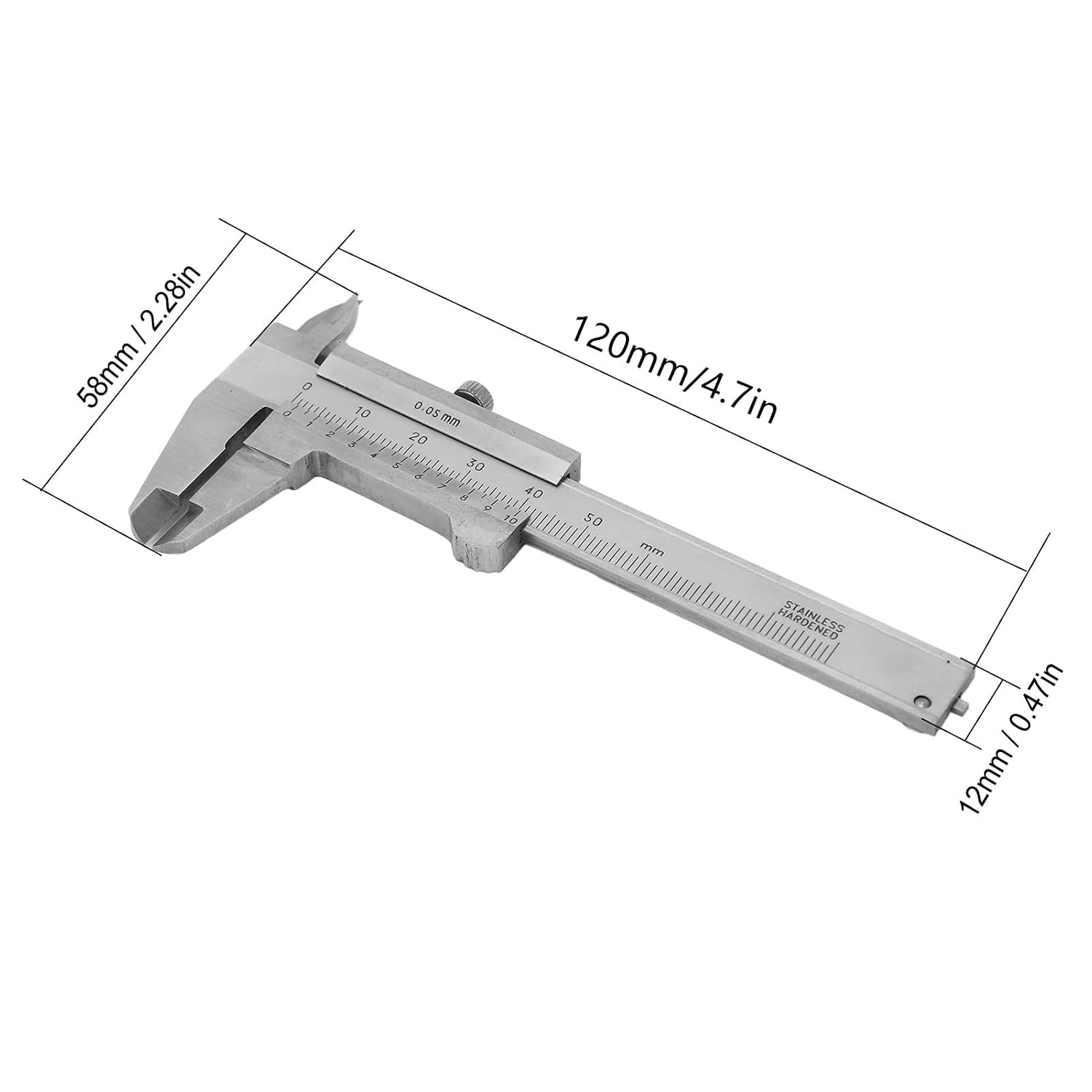 3" Stainless Steel Vernier Caliper, 0-50mm Manual Micrometer with Storage Bag - Image 4