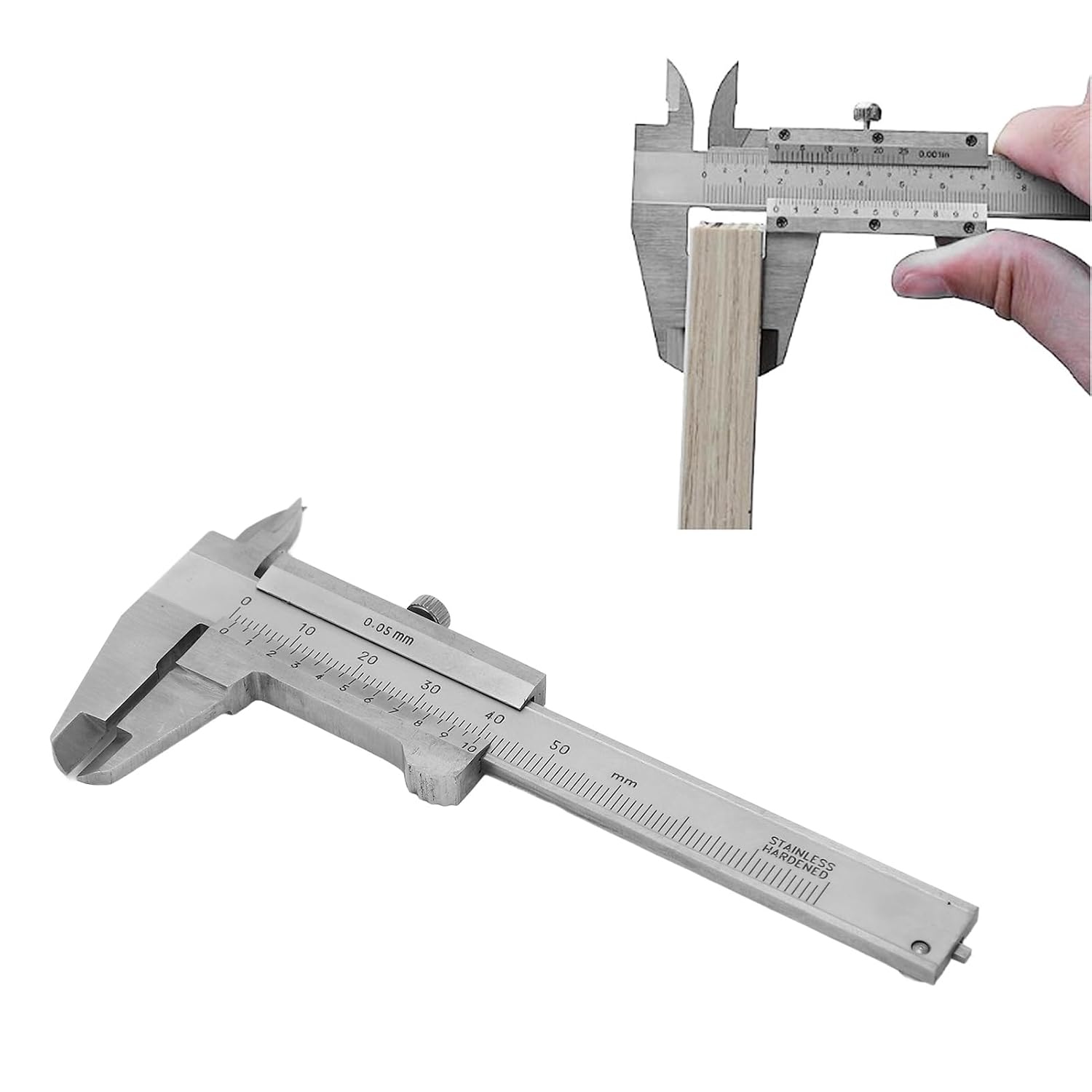 3" Stainless Steel Vernier Caliper, 0-50mm Manual Micrometer with Storage Bag - Image 3