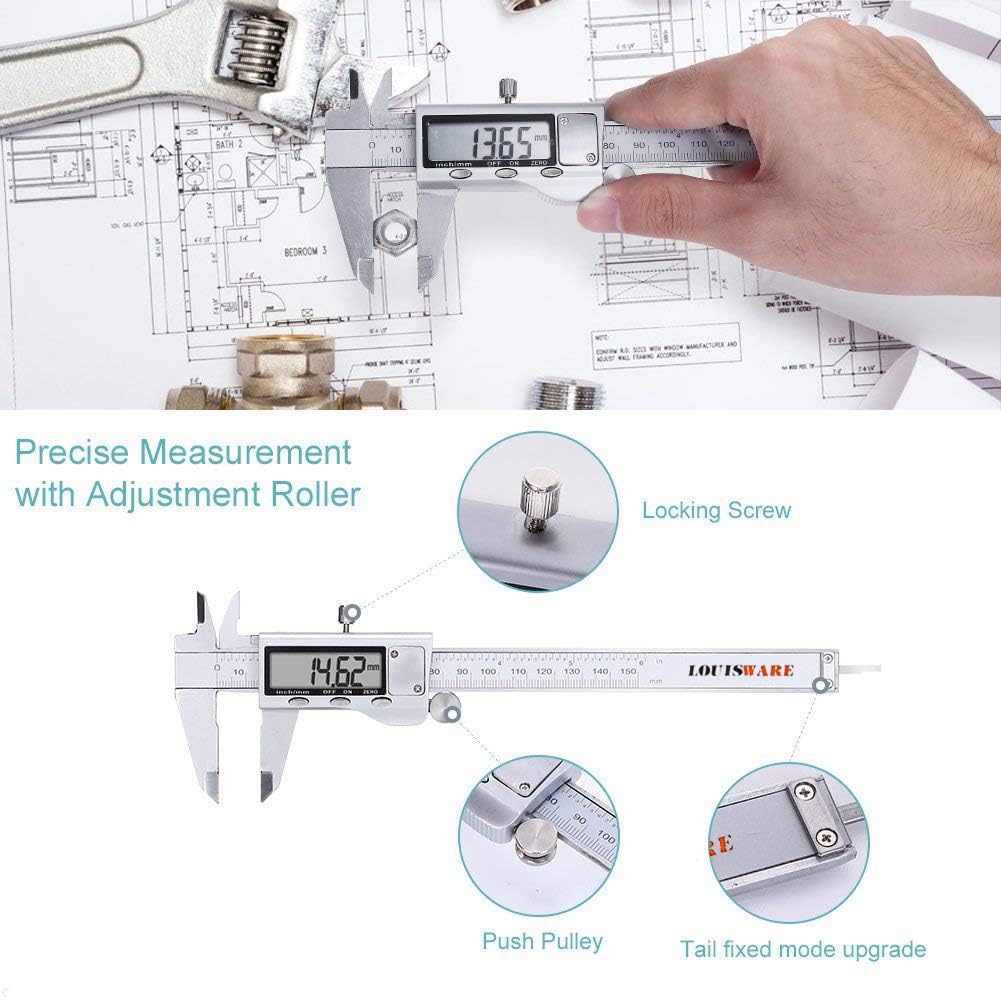 6 Inch Digital Caliper, Stainless Steel, Large LCD, Auto-Off, Inch/mm Conversion - Image 3