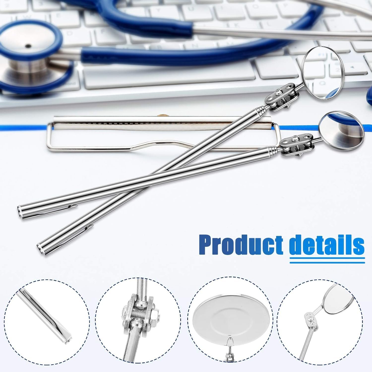 3-Piece Telescoping Inspection Mirror Set, Round, 3 Sizes - Image 4