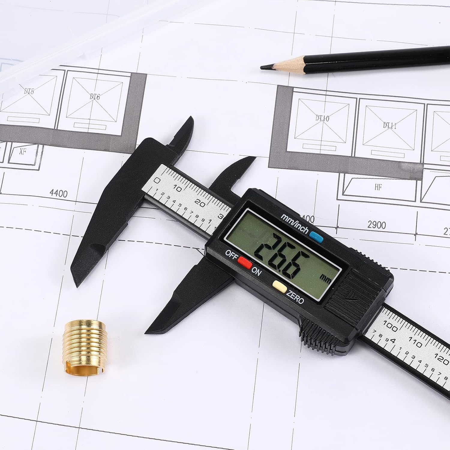 6" Digital Caliper, Inch/Metric, LCD Display, Auto Shut-off - 150mm Black Plastic - Image 2