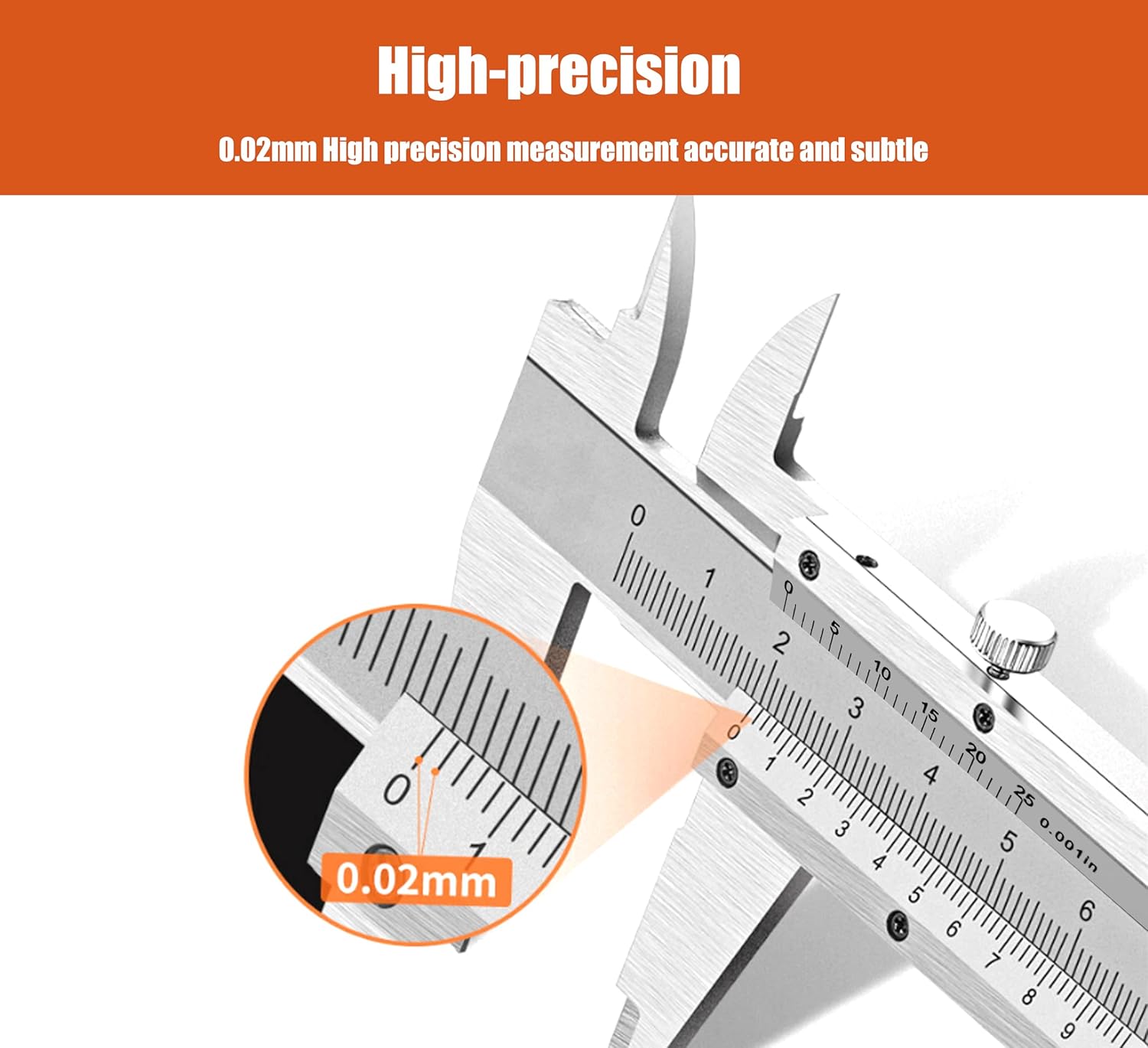 12" Stainless Steel Vernier Caliper, 0-300mm / 0-12in, 0.02mm/0.001in, Inside/Outside/Depth/Step - Image 2