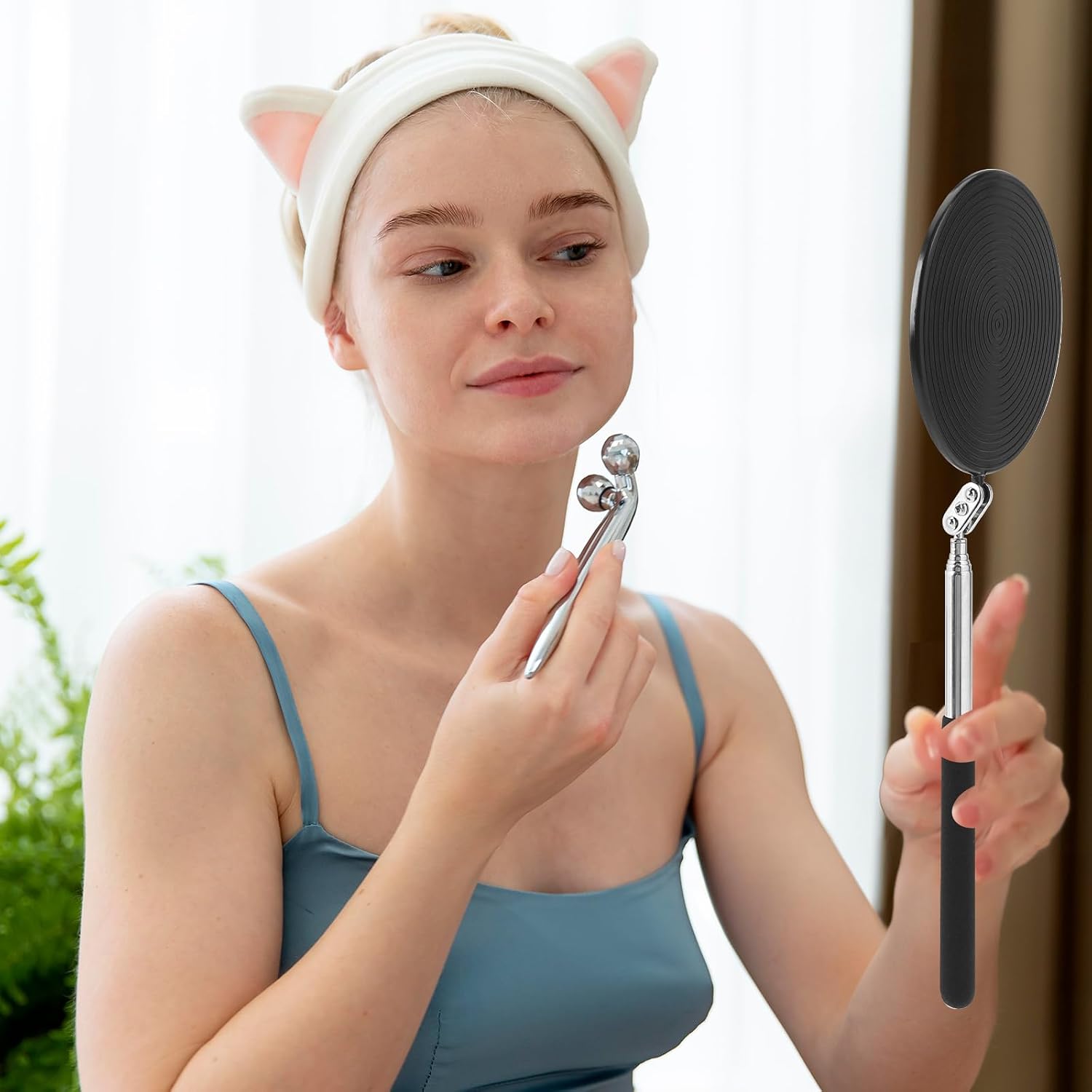 Circular Telescoping Inspection Mirror, 4-Inch, 360° Flexible Rotation with Extended Handle - Image 4