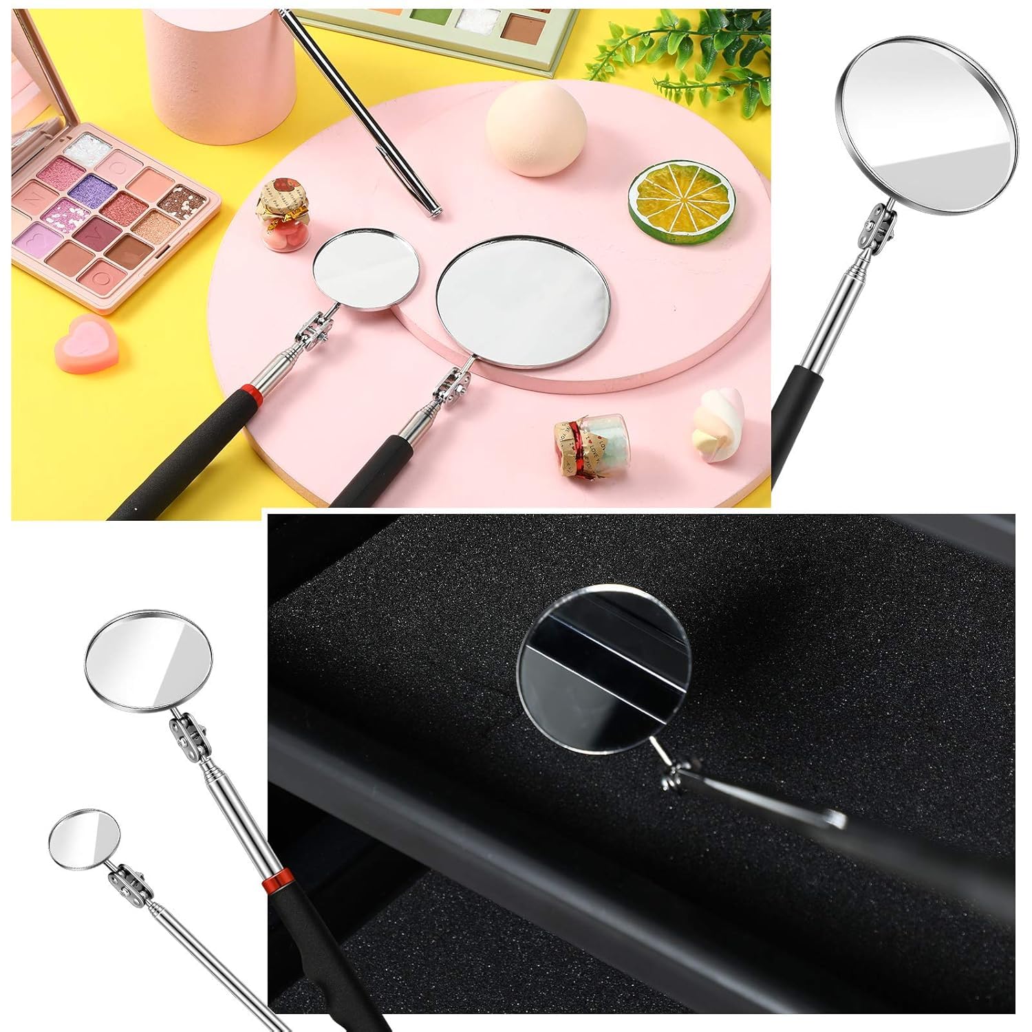 3-Piece Telescoping Inspection Mirror Set, Round, 3 Sizes - Image 3